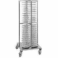 Тележка для тарелок 96 штук;сталь нерж.;,H=183,L=70,B=70см;серебрист.