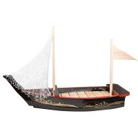 Блюдо для суши «Корабль»;сосна,сталь;,H=36,5,L=60,B=18см;св. дерево,черный