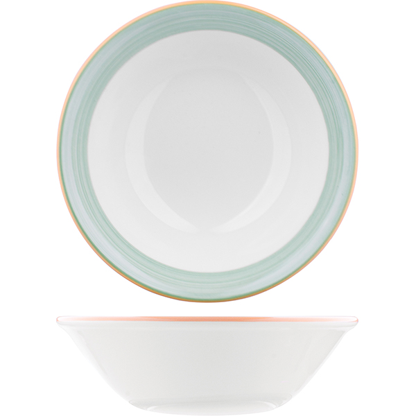 Салатник «Рио Грин»;фарфор;D=16,5см;белый,зелен.