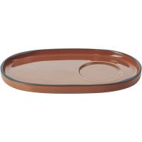 Блюдце «Карактэр» овальное;керамика;,H=15,L=180,B=111мм;коричнев.
