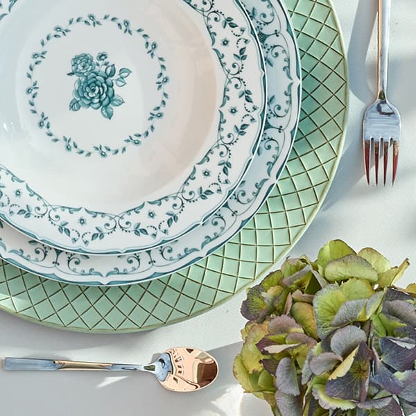 Набор посуды «Элоиз» тарелки d=27х22сх19 см[18шт];фарфор;белый,голуб.