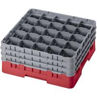 Кассета для бокалов 25 ячеек Dmax=87,Hmax=196мм;полипроп.;,H=22,5,L=50,B=50см;красный,серый