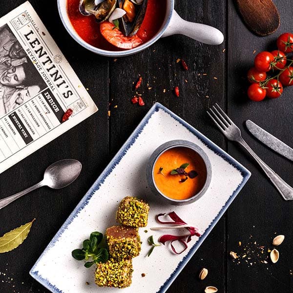 Блюдо для подачи «Органика Маре»;фарфор;,L=28,B=17см;белый,синий