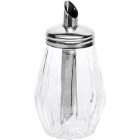 Сахарница-дозатор;стекло,сталь нерж.;290мл;D=7,H=16,L=7,B=7см;прозр.,металлич.