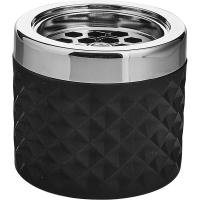 Пепельница;стекло,металл;D=95,H=80мм;черный