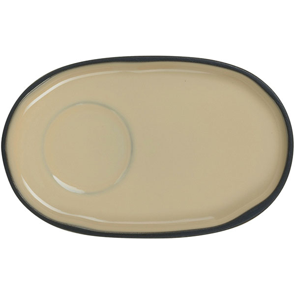 Блюдце «Карактэр» овальное;керамика;,H=12,L=135,B=83мм;бежев.,коричнев.