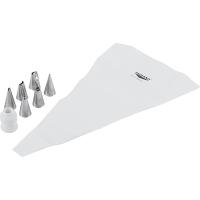 Набор кондитерских насадок+кондитерский мешок[6шт];сталь нерж.,пластик;,H=19,B=12см;металлич.,белый