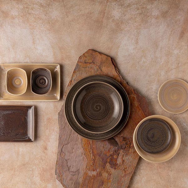 Тарелка «Революшн Гранит» мелкая;фарфор;D=280,H=25мм;серый,коричнев.