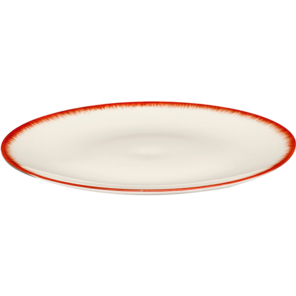 Тарелка «Де» №2;фарфор;D=24см;кремов.,красный
