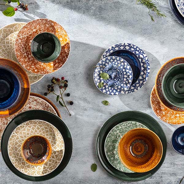 Тарелка «Инк» мелкая;фарфор;D=25,H=2см;оранжев.,белый