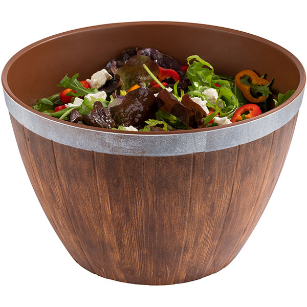 Салатник с охлаждением;пластик,сталь нерж.;3л;D=26,H=16см;тем.корич.,металлич.