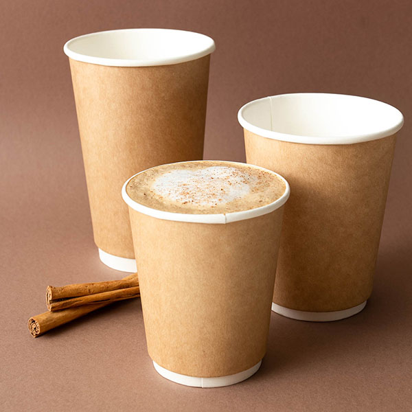 Стакан бумажный одноразовый двухслойный[18шт];картон;400мл;D=90,H=135мм;св.корич.