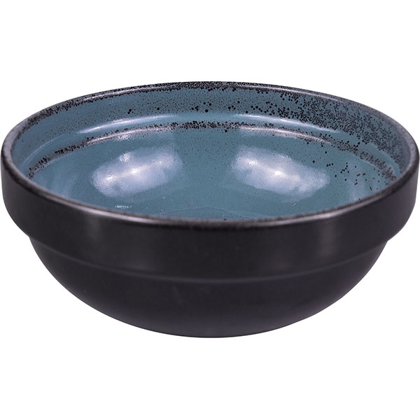 Тарелка глубокая «Млечный путь бирюза»;фарфор;0,6л;D=155,H=60мм;бирюз.,черный