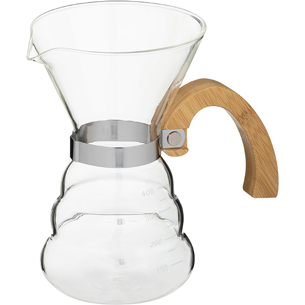 Воронка (пуровер) с сервером;стекло,сталь нерж.;400мл;D=12,H=17,5см;прозр.