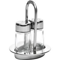 Набор д/специй 2 предм.;стекло,сталь нерж.;D=95,H=120,L=95,B=95мм;прозр.,металлич.