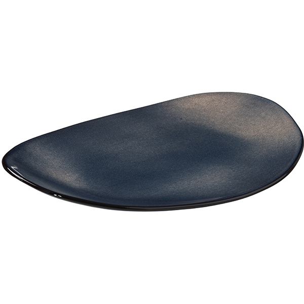Блюдо «Пати»;фарфор;,L=37,B=25см;серый,синий