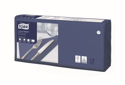 Салфетки бумажные Tork  33*33 темно-синие, 2 слоя, листов 200/в коробе 10.;бумага;,L=33,B=33мм;синий