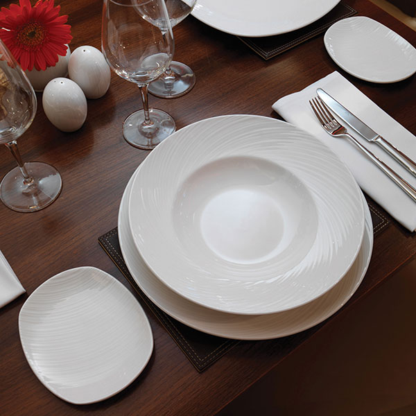 Тарелка для пасты «Спайро» для супа;фарфор;394мл;D=240,H=45мм;белый