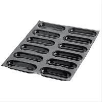 Форма кондитерская «Длинный бриош»[12шт];силикон,стеклопласт.;,H=18,L=130,B=48мм