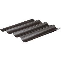 Форма для выпечки багетов перф.;сталь,антиприг.покр.;,H=25,L=380,B=330мм;черный