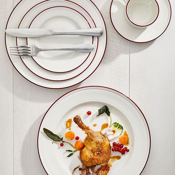 Тарелка «Бид Марун Бэнд»;фарфор;D=16,5см;белый,бордо