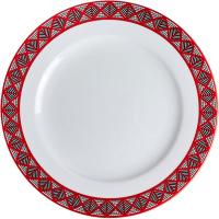 Тарелка «Мезень» Классик Елочки плоская;фарфор;D=300,H=25мм;белый,красный