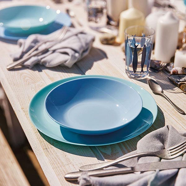 Тарелка глубокая;стекло;D=20см;голуб.