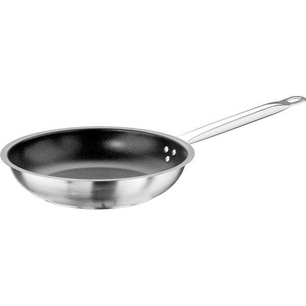 Сковорода;сталь нерж.,тефлон;D=300,H=63,L=585мм;металлич.,черный