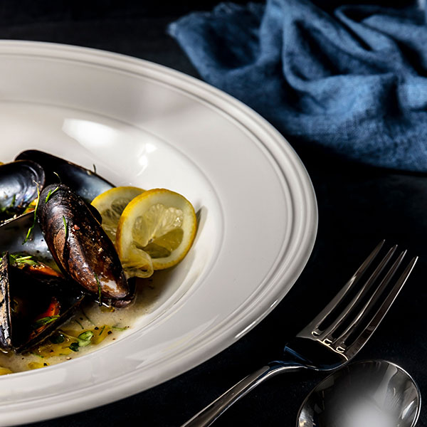 Тарелка для пасты «Бид»;фарфор;D=24см;белый