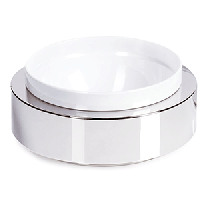 Салатник+подставка;пластик,сталь нерж.;D=265,H=85мм;белый,металлич.