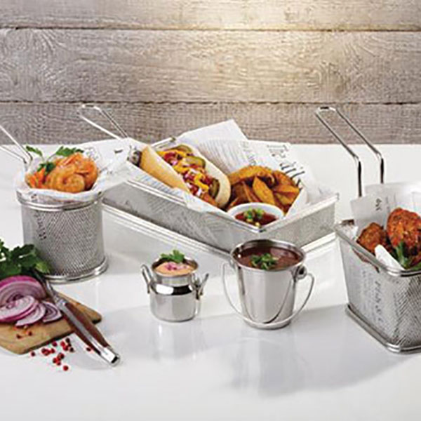 Корзинка для картофеля фри;сталь нерж.;D=8,H=8см;металлич.