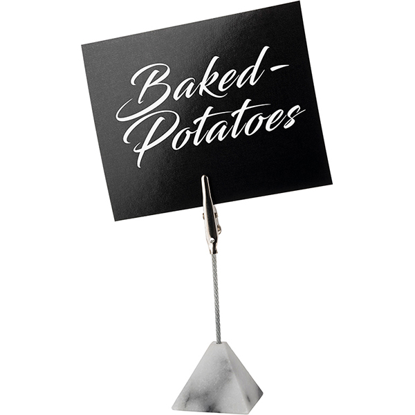 Клипса-держатель д/карточек (+15 белых карточек и 15 черных 10*8 см)[4шт];мрамор;,H=100,L=35,B=35мм;