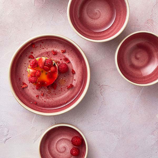 Тарелка «Аврора Везувиус Роуз Кварц» с бортом;фарфор;1,2л;D=205,H=55мм;розов.,бежев.