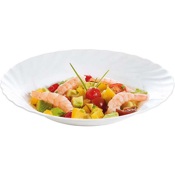 Тарелка глубокая «Трианон»;стекло;450мл;D=225,H=35мм;белый