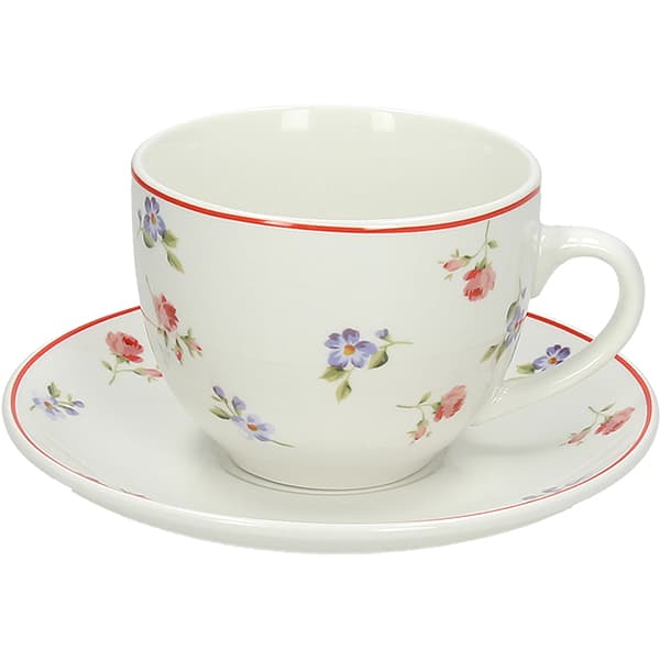 Набор посуды «Поэма Камарг» чайная пара (чашка + блюдце)[4шт];фарфор;260мл;D=9/15,H=7см;белый,розов.