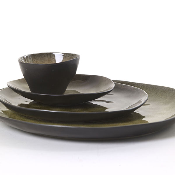 Тарелка «Пьюр» овальная;керамика;,L=15,B=12см;зелен.