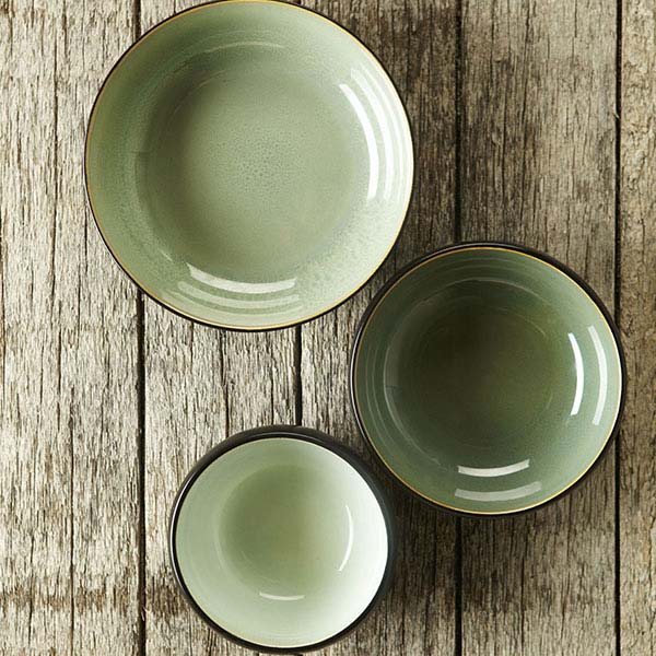 Салатник «Пьюр»;керамика;1л;D=20,H=5см;зелен.,черный