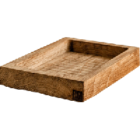 Ящик для подачи прямоугольный с бортом «Снег» светлый дуб;,H=5,L=27,B=20см