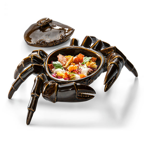 Емкость для закусок «Ро Дизайн Бай Эрбиси» в виде краба;керамика;130мл;D=26,H=17см;коричнев.