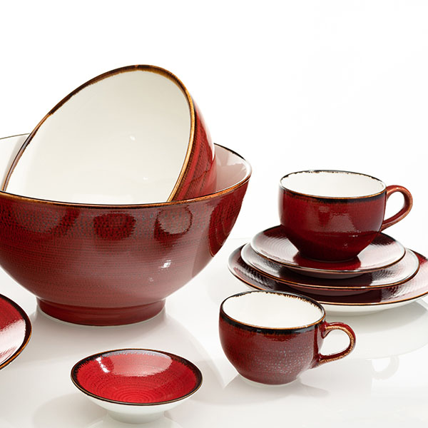 Блюдце «Джаспер»;фарфор;D=150/50,H=7,1мм;белый,красный