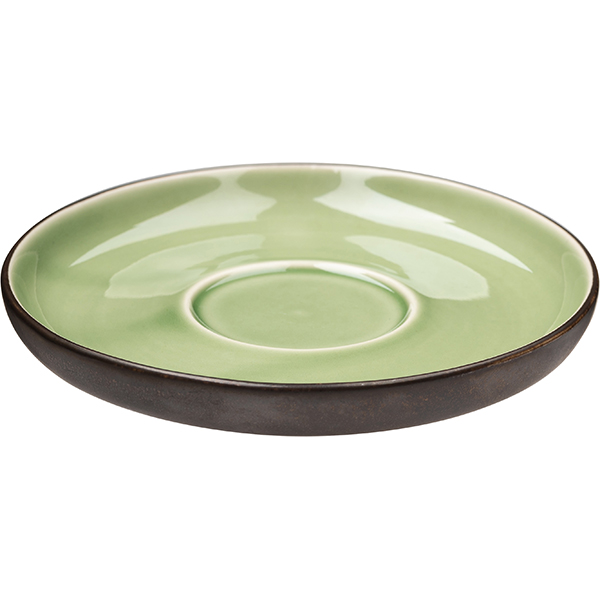Блюдце «Сейдж»;фарфор;D=120/45мм;зелен.,бронз.