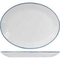 Блюдо «Блю Дэппл» овальное;фарфор;,H=20,L=203,B=160мм;белый,синий