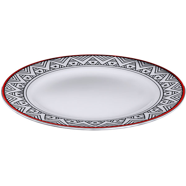 Тарелка «Мезень» Классик Геометрия плоская;фарфор;D=250,H=22мм;белый,красный