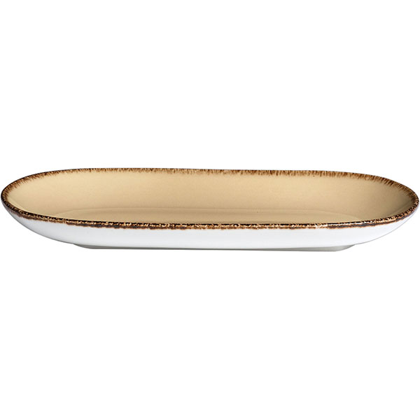 Блюдо «Террамеса Вит» овальное;фарфор;,H=20,L=255,B=130мм;бежев.