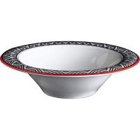 Тарелка глубокая «Мезень» Эстет Геометрия;фарфор;D=22,H=6см;белый,красный