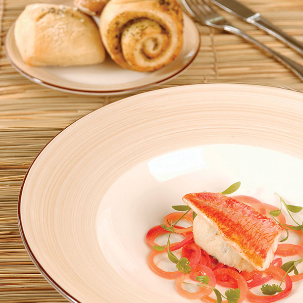 Тарелка для пасты «Чино»;фарфор;415мл;D=270,H=35мм;белый,бежев.