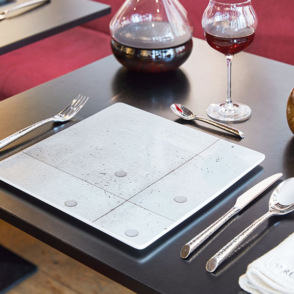 Тарелка «Конкрет» мелкая квадратная;фарфор;,L=28,B=28см;серый