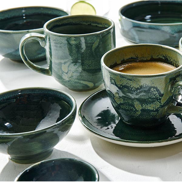 Салатник «Аврора Везувиус Бернт»;фарфор;0,9л;D=175,H=85мм;бежев.,зелен.