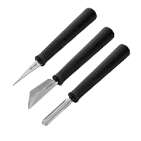 Набор ножей д/декор.нарезки овощей[3шт];сталь нерж.,пластик;,L=14см;черный,металлич.