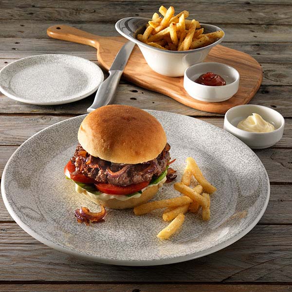 Тарелка «Инк Грэй» мелкая;фарфор;D=25,2см;белый,серый